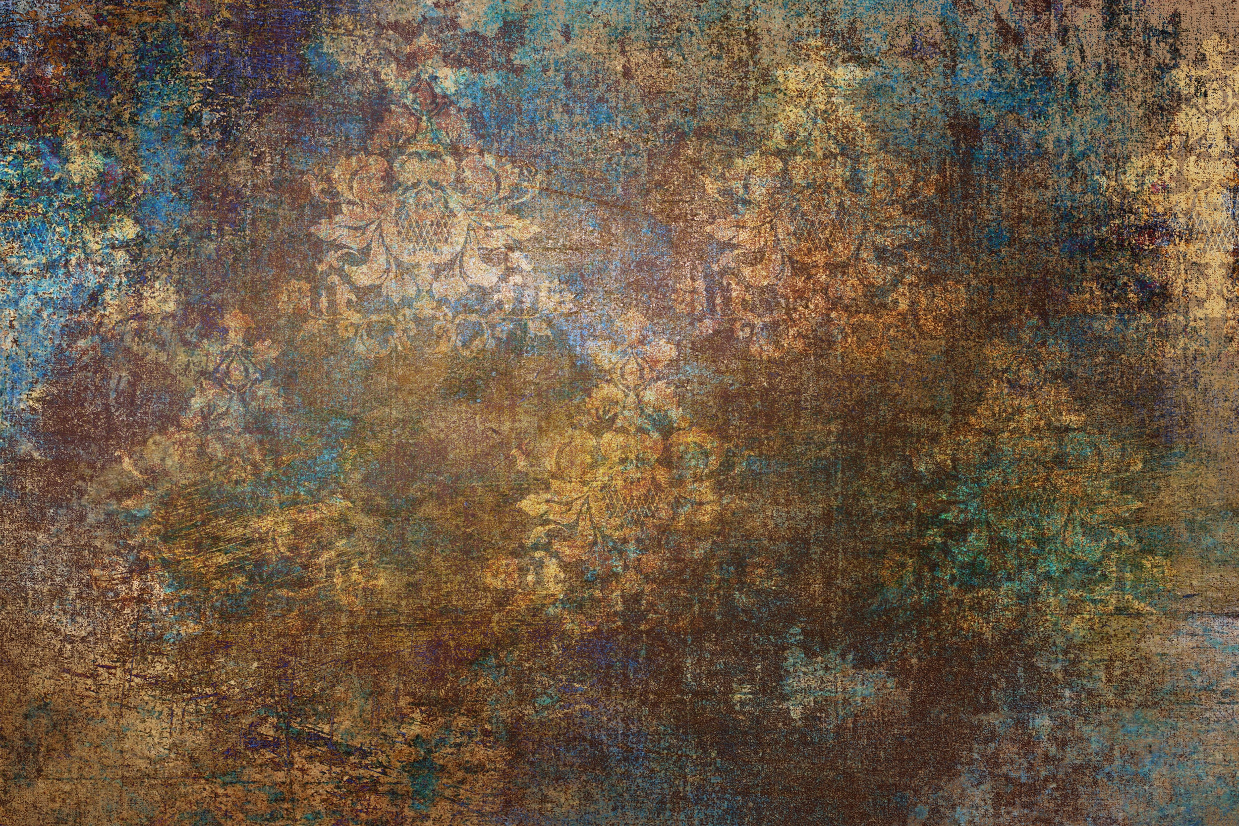 Antique Damask Design Wallpaper Copper Colour Wall Mural Etsy