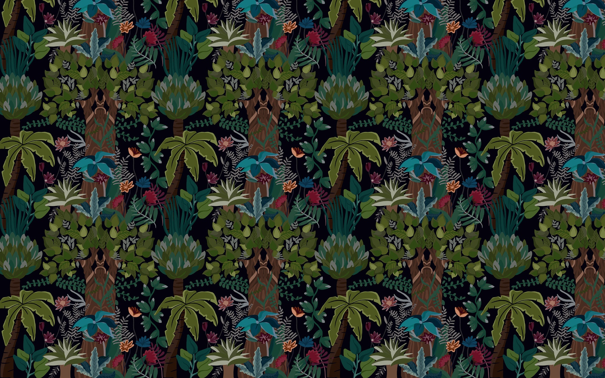 Vectorial Tropical Forest Wallpaper Stylish Wall Poster Trendy | Etsy