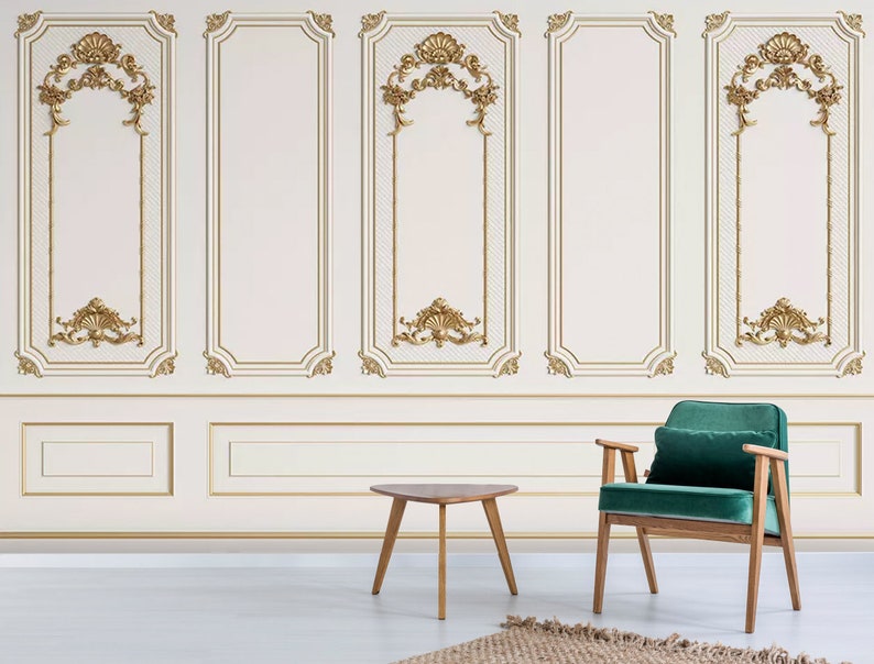 3D Gold Wooden Panel Wallpaper Removable Wall Mural Gold Etsy