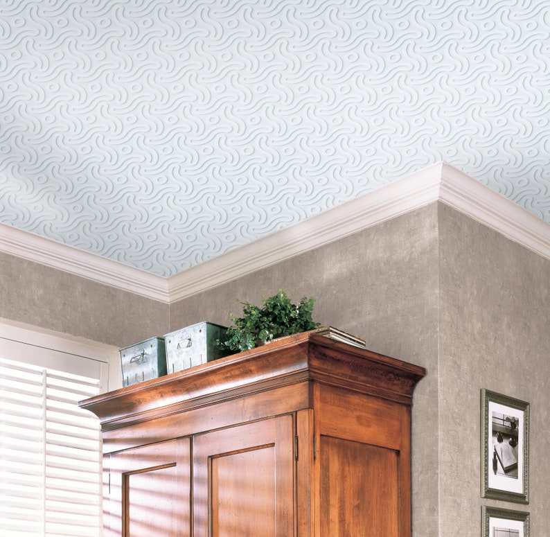 Abstract Design Ceiling Wallpaper Wave Lines Ceiling Decor Non Etsy