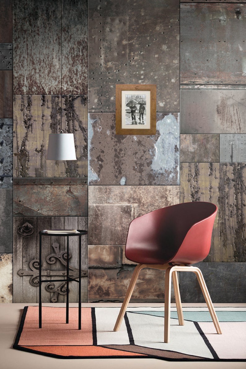 Industrial Design Wallpaper Metallic Wall Mural Rusty Looks | Etsy