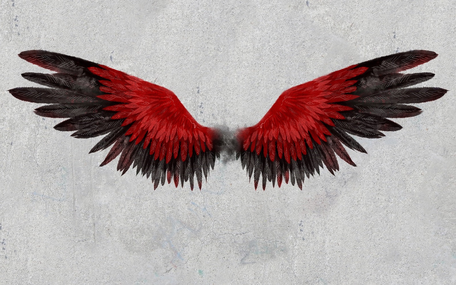 Black And Red Wings Cement Wall Background Wallpaper Angel Etsy