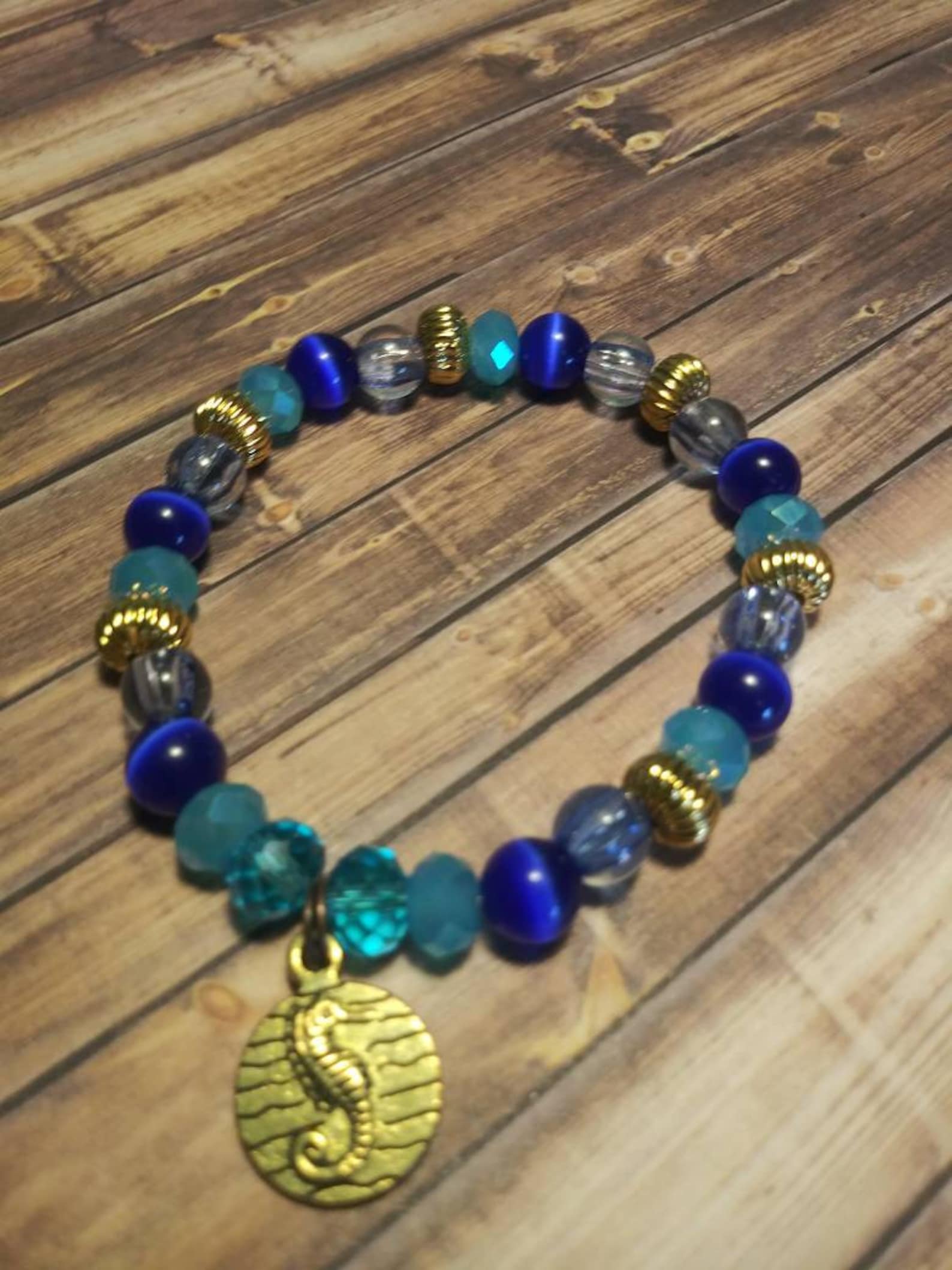 Elastic beaded bracelets with charms Etsy