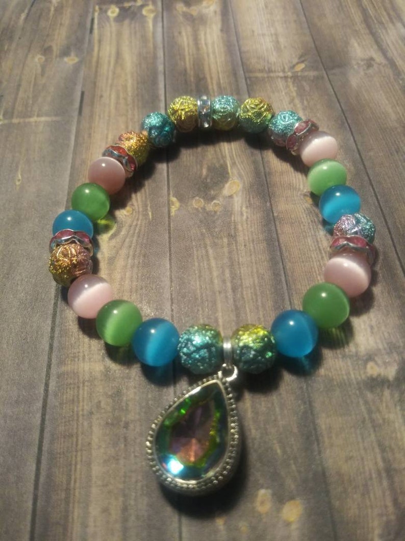 Elastic Beaded Bracelets with Charm or Statement Bead Etsy