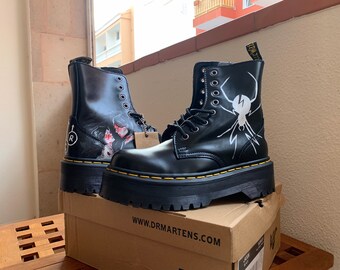 Dr Martens black leather platform boots size 39
