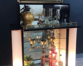 NOW SOLD.   Spectacular Vintage Cocktail  Cabinet with lights. Refinished by RUFF Interiors