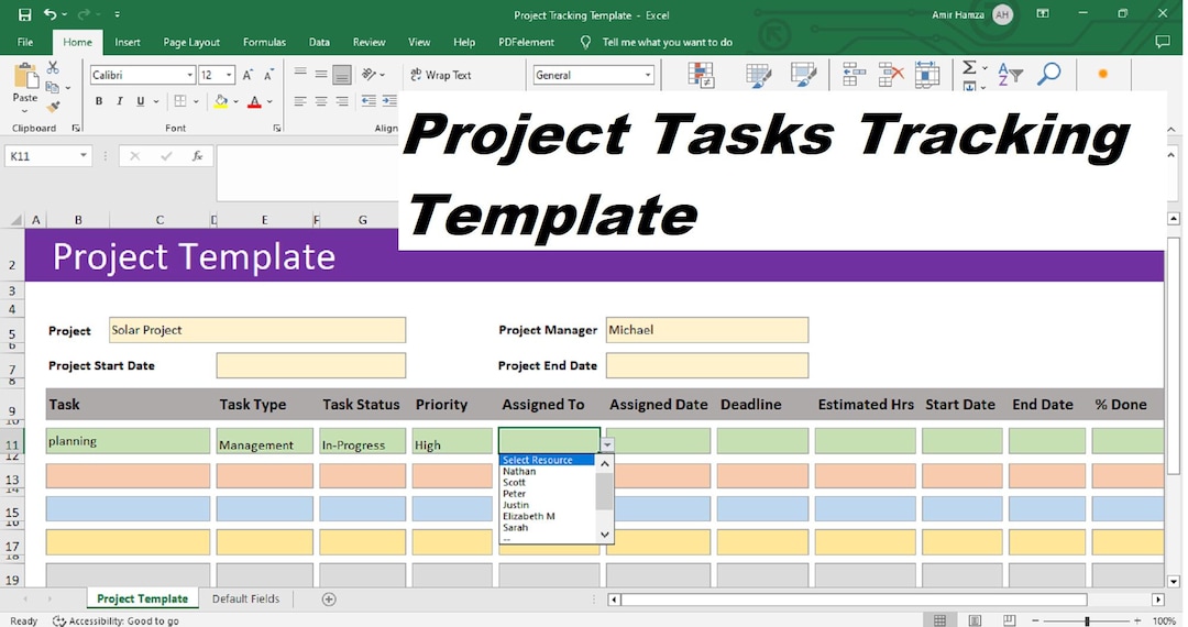 Project Tasks Tracking Template - Etsy