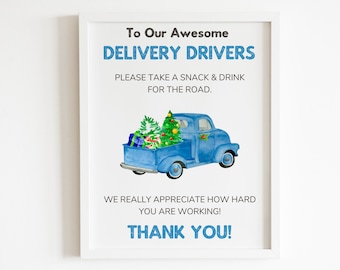 Christmas Delivery Driver Snack Sign, Delivery Driver Thank You, Take a Snack & Drink Sign, Deliveries, Mail Carrier, UPS Holiday Package