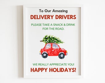 Delivery Driver Snack Sign, Delivery Driver Thank You, Take a Snack & Drink Sign, Christmas Deliveries, Mail Carrier, UPS Holiday Package