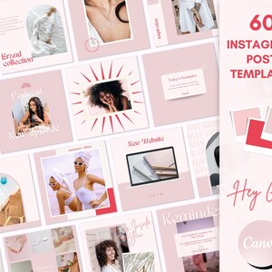 Instagram Post Templates, Pink Instagram Templates, Business Coach Canva Template, Boss Babe Instagram Feed, Engagement, Blogger Template