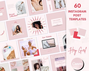 Instagram Post Templates, Pink Instagram Templates, Business Coach Canva Template, Boss Babe Instagram Feed, Engagement, Blogger Template