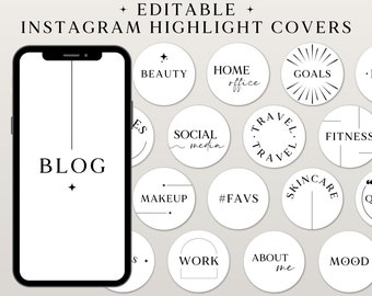 Instagram Highlight Covers, White Covers for Instagram, Minimalist Instagram icons, Black covers for Instagram, Text Instagram Story Covers