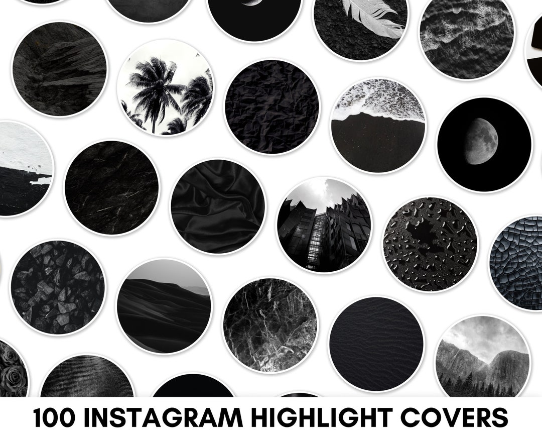 100 Instagram Highlight Covers, Black Instagram Icons, Dark Highlights ...