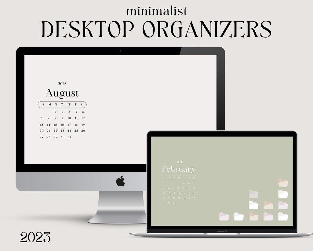60 Minimalist Desktop Organizer Wallpapers With 2023 Calendar Etsy