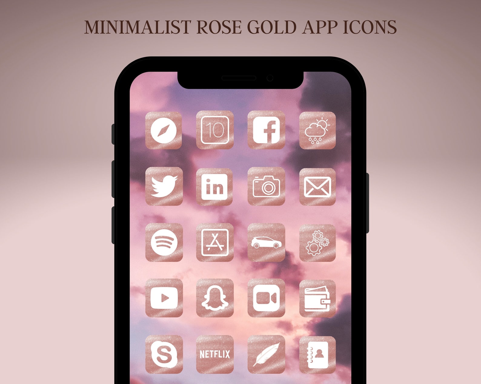 Rose Gold App Icons Iphone Ios App Icons Pink Aesthetic Etsy