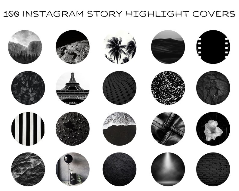 100 Instagram Highlight Covers Black Instagram Icons Dark | Etsy