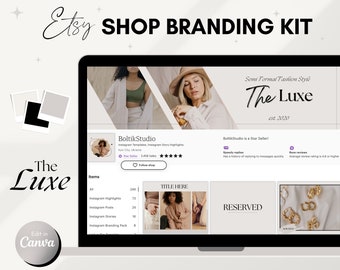 Etsy Shop Banner Kit, Etsy Shop Bundle, Etsy Banner Canva Template, Etsy Store Listing Template, Minimalist Branding, Etsy Sellers Templates