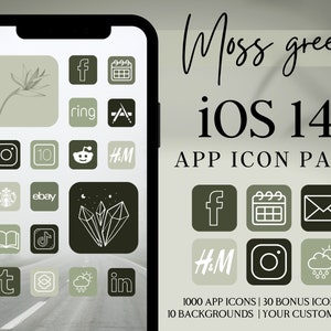 Green iPhone App Icons, iOS 14 App Icons, Neutral Green Aesthetic iPhone Covers, Bohemian iOS 14, Boho style theme pack, Home Screen Icons