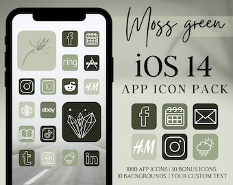 Green iPhone App Icons, iOS 14 App Icons, Neutral Green Aesthetic iPhone Covers, Bohemian iOS 14, Boho style theme pack, Home Screen Icons