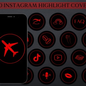 Instagram Highlight Covers, Red Covers for Instagram, Red foil Instagram icons, Icons for Instagram, Social media covers,Ig highlight covers