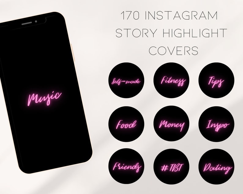 Neon Text Instagram Highlight Covers Custom Highlight Icons - Etsy