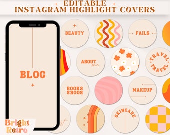 Instagram Highlight Covers, Groovy Covers for Instagram, 90s Instagram icons, Retro Instagram Stories, Pink Text Instagram Story Covers