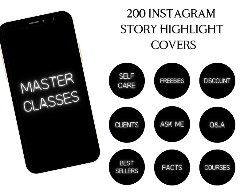 White Neon Instagram Story Highlight Covers Instagram Etsy