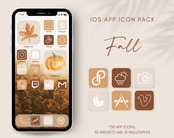 Fall App Icons, Autumn Aesthetic iPhone Icon Set, iOS App Icons, Phone Wallpapers and Widgets, App Cover Bundle, Boho iPhone Home Screen