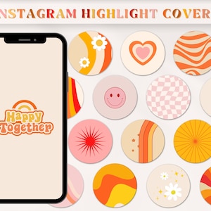 Retro Instagram Highlight Covers, Groovy Covers for Instagram, 90s Instagram icons, 70s Instagram Stories, Pink Instagram Story Covers