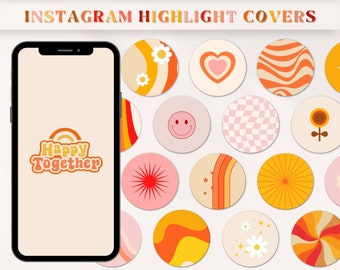 Retro Instagram Highlight Covers, Groovy Covers for Instagram, 90s Instagram icons, 70s Instagram Stories, Pink Instagram Story Covers
