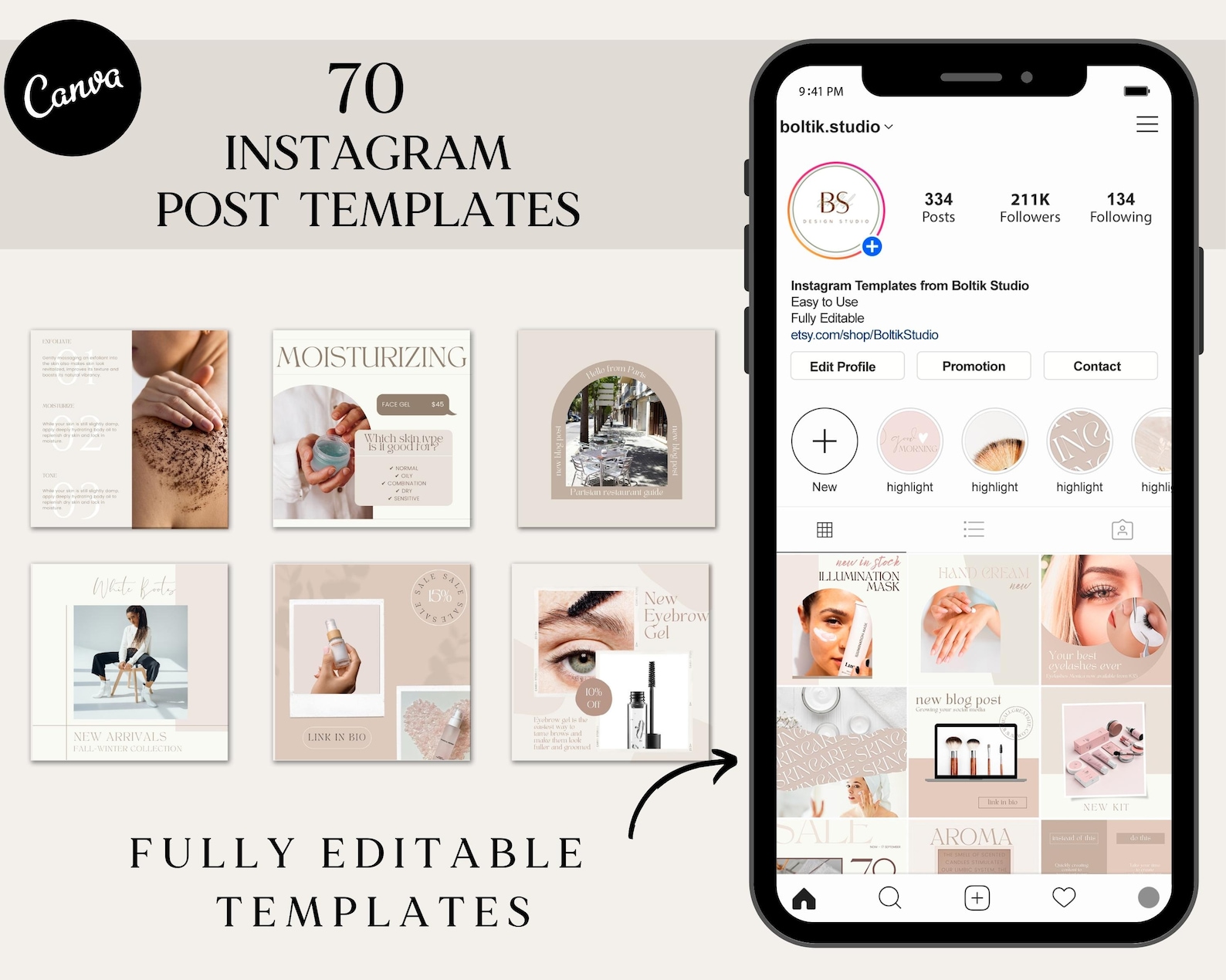 Instagram Post Template Nude Instagram Template Blogger - Etsy
