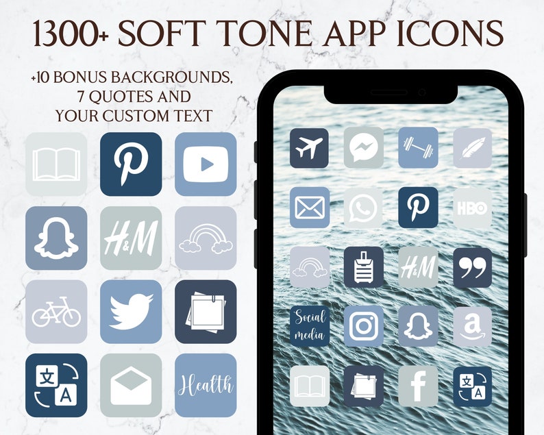 Blue Aesthetic icons iPhone iOS 14 App Icons Blue App Etsy Blue Aesthetic icons iPhone iOS 14 App Icons Blue App Etsy