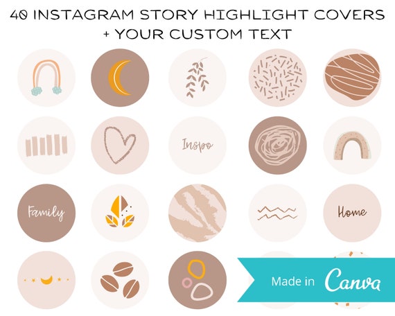 40 Instagram Story Highlight Icons Boho Instagram Beige | Etsy UK