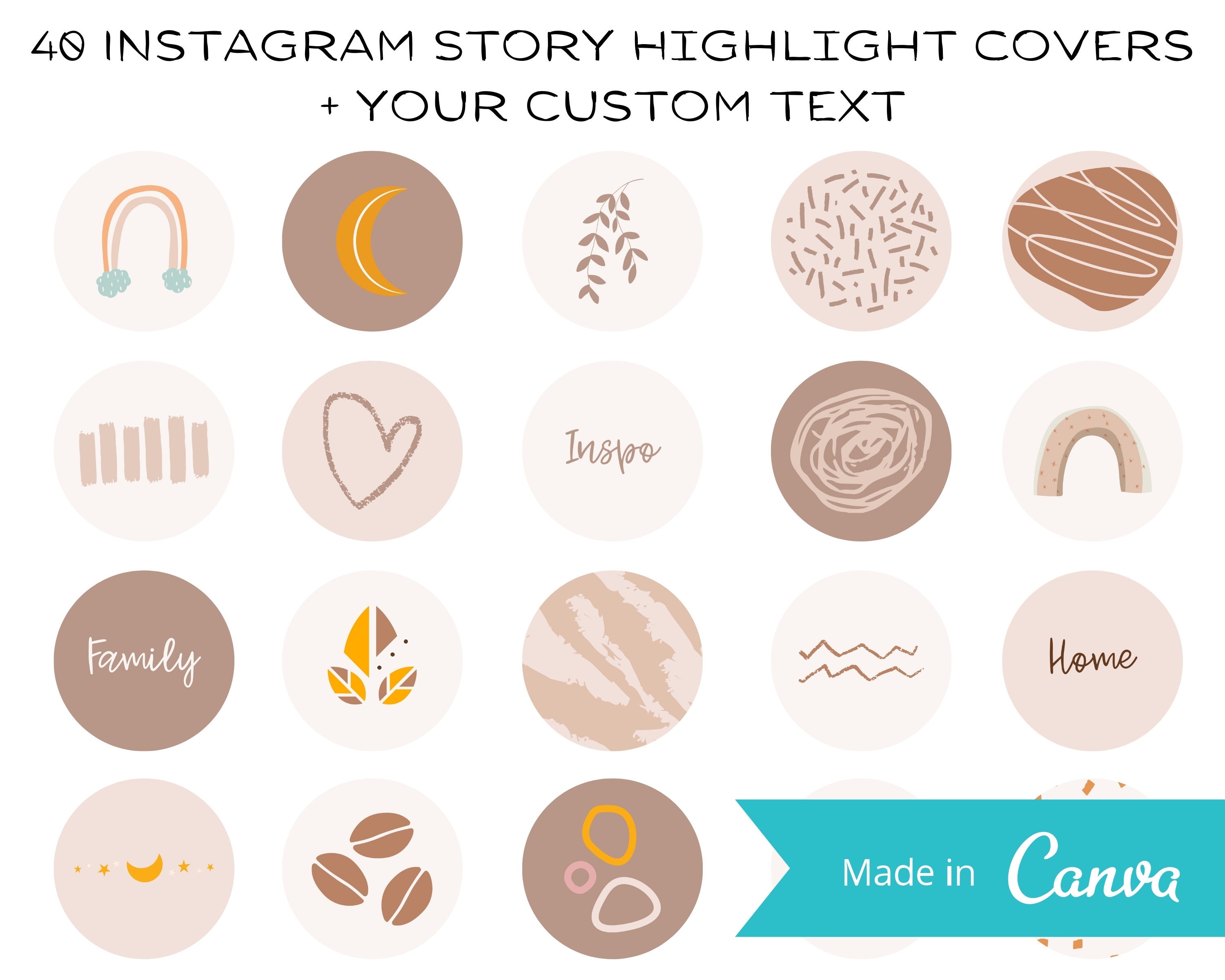 40 Instagram Story Highlight Icons Boho Instagram Beige | Etsy UK