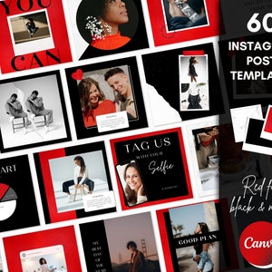Instagram Templates Canva, Instagram Post Templates for Canva, Red Instagram Theme, Instagram Feed, Social Media Templates, Quotes for Insta