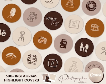 Photography Instagram Highlight Covers, Photography Instagram icons, Instagram Story Highlights Covers, Boho Insta Covers for Photographer