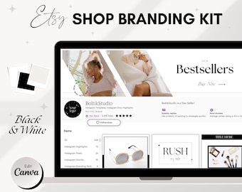 Etsy Shop Banner Kit, Etsy Shop Bundle, Etsy Banner Canva Template, Etsy Store Listing Template, Minimalist Branding, Etsy Sellers Templates