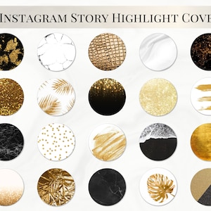 50 Instagram Highlight Covers, Glitter Instagram icons, Black highlights, Minimalist instagram, Marble Instagram covers, Social media icons