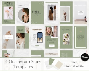Green Instagram Story Template, Instagram Feed, Instagram Stories Templates for Canva, Coach Instagram Templates, Insta Marketing Templates
