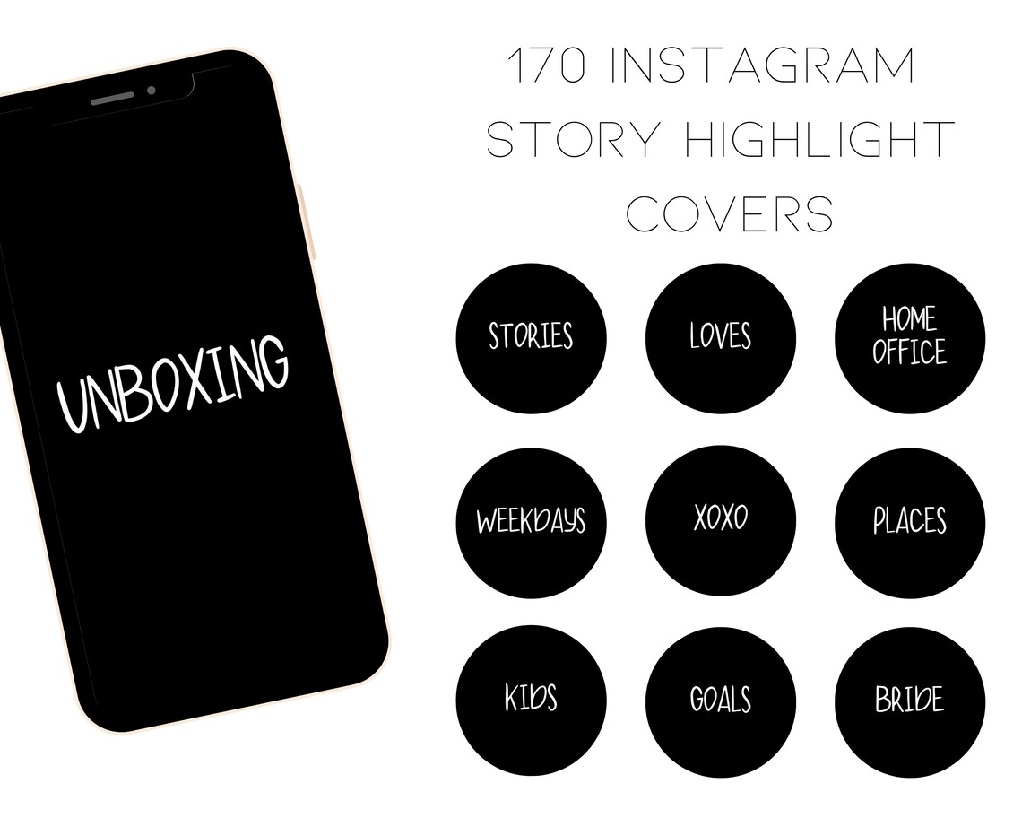 Black Text Instagram Highlight Covers Handwritten Highlight | Etsy