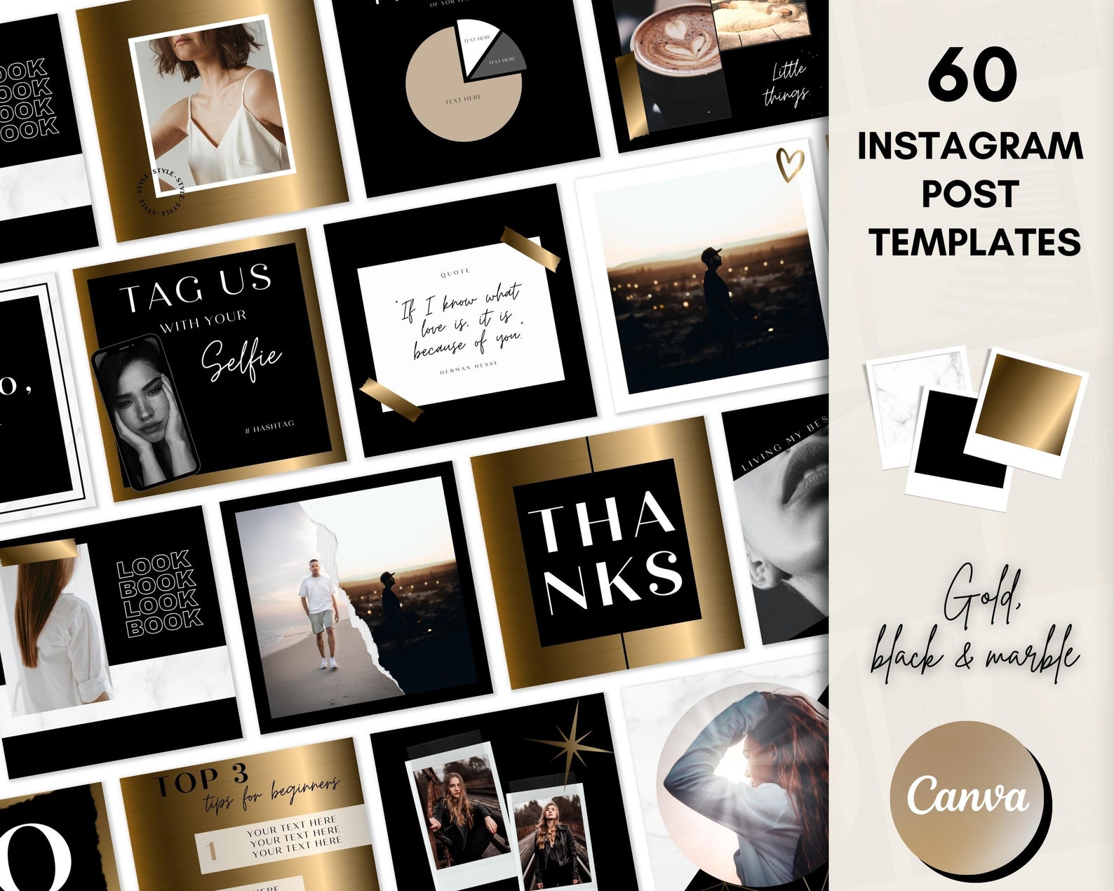 Editable Instagram Post Template, Gold Instagram Template, Instagram ...