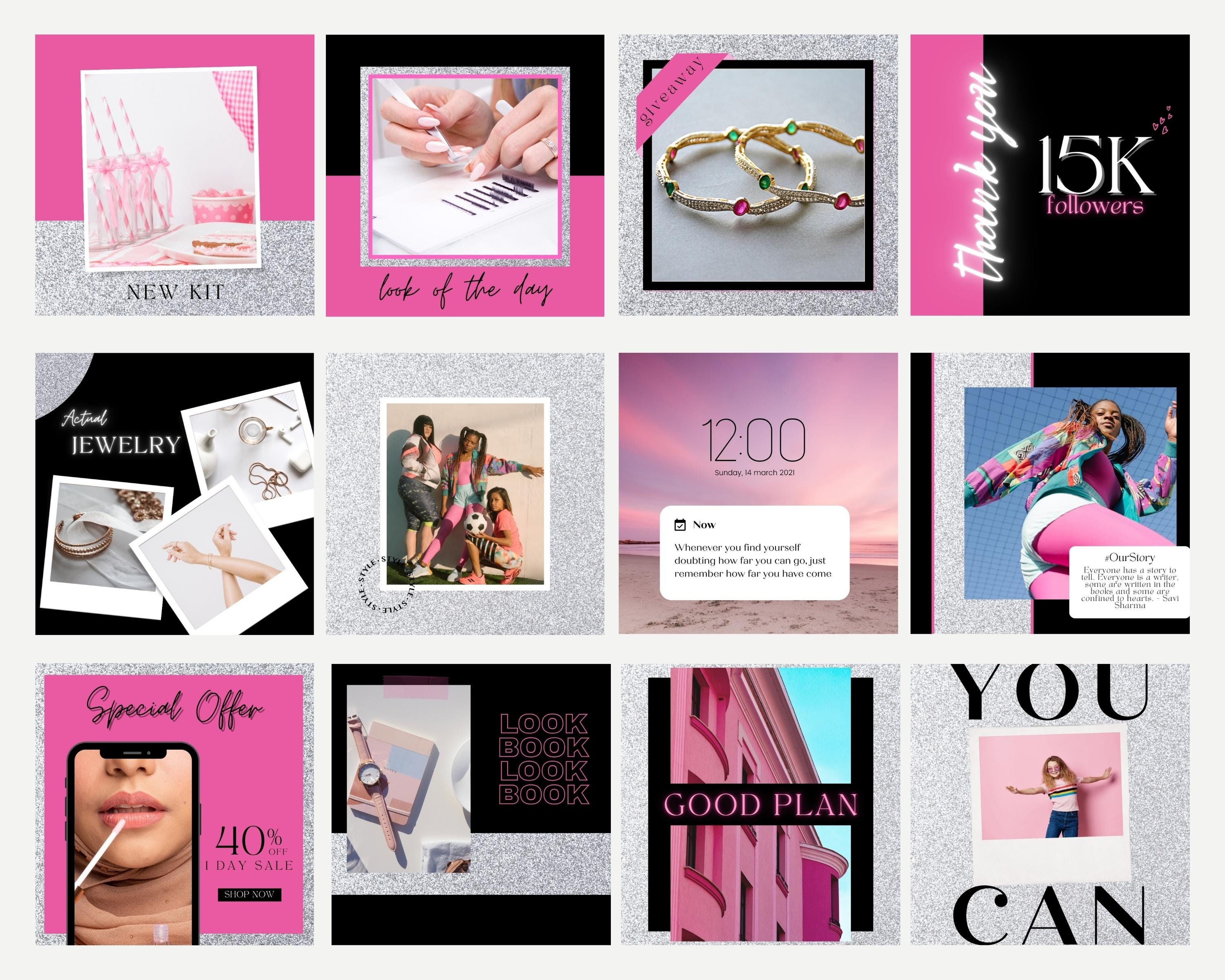 Instagram Templates Canva, Instagram Post Templates for Canva, Pink ...