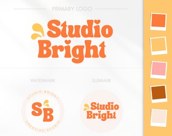 Bright Retro Logo Design, Small Business Logo Design, Watermark Logo, Business Logo Branding, Text Logo, Modern Logo, Colorful Circle Logo