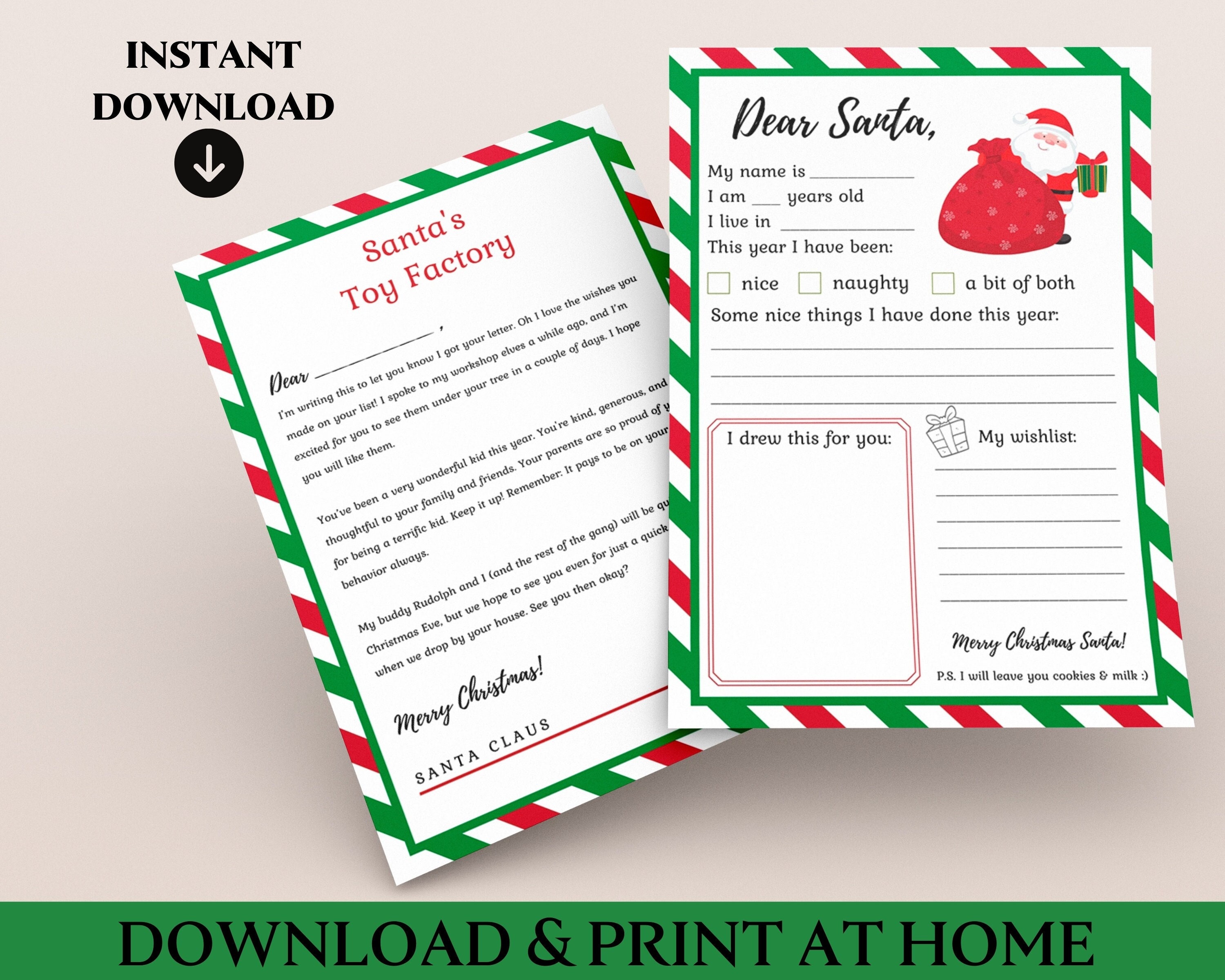 Letter to Santa, Kids Letter to Santa, Printable Letter From Santa