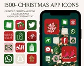 Christmas App Icons, iPhone iOS 14 App Icons, Christmas widgets, Winter Aesthetic icons, Home screen icons, Xmas Icons, Green Red App Icons