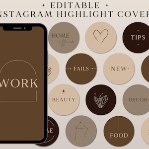 Instagram Highlight Covers, Boho Covers pour Instagram, Brown Instagram icons, Text icons for Instagram, Chocolate Instagram Story Covers