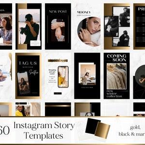 Instagram Stories Template Canva, Gold Templates, Instagram Story Templates, Black Insta Templates, Engagement Booster, Editable template
