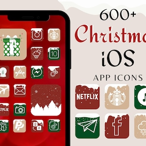 Icônes d&#39;application de Noël, icônes d&#39;application iPhone iOS 14, widgets de Noël, icônes de Noël, icônes d&#39;esthétique d&#39;hiver, icônes d&#39;écran d&#39;accueil, icônes d&#39;application vert rouge