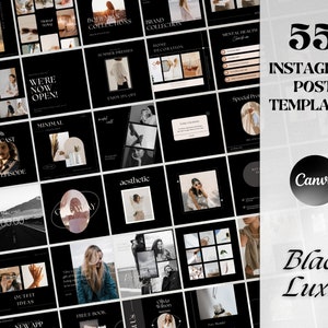 Instagram Post Templates Canva, Black Instagram Templates, Dark Design, Social Media Template, Minimalist Instagram Feed, Instagram Branding