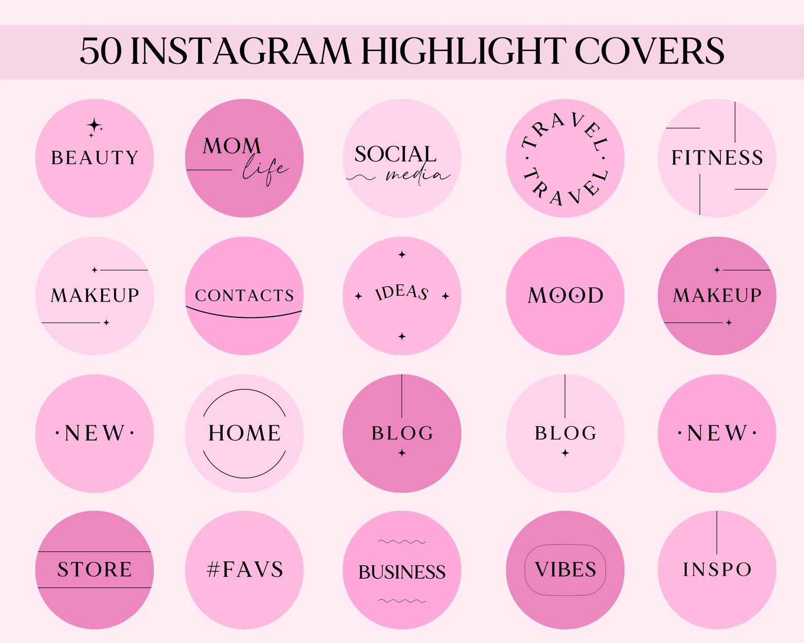 Pink Instagram Highlight Covers Minimalist Covers for - Etsy